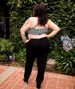 Traci Lords For Couture For Every Body Final Sale - Allison Crop Top In Houndstooth Bengaline By Traci Lords