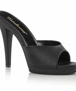 Pleaser The Bad Girl Platform Mule Heel In Black Vegan Leather | Pinup Girl Clothing What's New, Pussycat?