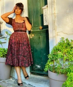 LBHM Final Sale - Amara Swing Dress In Red On Black Capri Floral | Laura Byrnes & Hope Johnstun Shop All In-Stock Items By Size