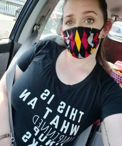 Pinup Girl Clothing What's New, Pussycat? Social Distancing Fabric Masks - Set Of 4pcs - Style #5 - Adult - Red House Harlequin Cotton Sateen