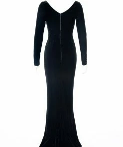 Laura Byrnes Design OYS - XS - S - M - 3x - Beatrix Vintage Sheath Gown In Black Velvet | Laura Byrnes