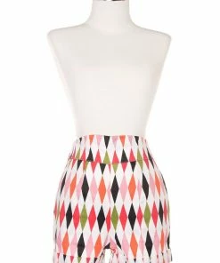 Pinup Couture Final Sale - Laura Byrnes High Waisted Shorts In 1950's Harlequin Print