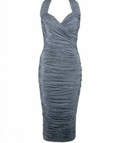 Traci Lords For Couture For Every Body Traci Wiggle Dress In Silver Lurex | Traci Lords