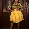 OYS Final Sale - Magically Made For Couture For Every Body Joanne Jumper Skirt With Removable Straps In Yellow Cotton Sateen