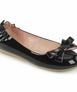 Pleaser What's New, Pussycat? Soda Shop Flats In Black Vegan Patent Leather