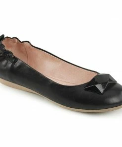 Pleaser Geometric Jane Flats In Black Faux Leather