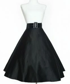 The Vintage Doris Swing Skirt In Black Cotton Sateen | Pinup Couture Shop All In-Stock Items By Size
