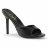 Pleaser The Hot Girl Peep Toe Mule In Black Faux Leather What's New, Pussycat?