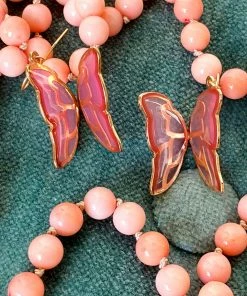 Wall To Wall What's New, Pussycat? Pink Acrylic Butterfly Earrings