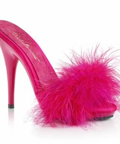 Pleaser Man Eater Mules In Fuchsia