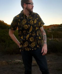 LBHM Unisex Button Down Shirt In Stregheria Sateen | Laura Byrnes & Hope Johnstun