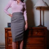 Final Sale - Vintage High Waist Pencil Skirt In Peacock Plaid | Laura Byrnes Design Shop All In-Stock Items By Size