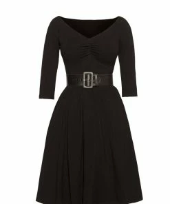 OYS - XS - S - Final Sale - Kayla Swing Dress In Solid Black Cotton Knit | Couture For Every Body