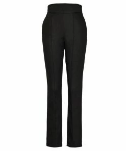 Laura Byrnes Design Vintage High Waisted Tapered Long Trousers In Black Stretch Twill | Laura Byrnes Shop All In-Stock Items By Size