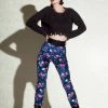 Traci Lords For Couture For Every Body Shop All In-Stock Items By Size Final Sale - Lola Pant Long Crushed Velvet Leggings In Blue Floral Print By Traci Lords