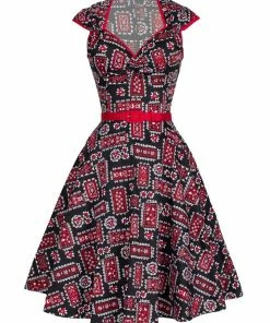 Final Sale - Pinup Couture Heidi Dress In Black Bandana Print