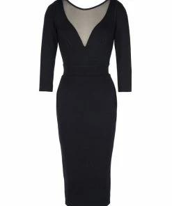 Shop All In-Stock Items By Size Final Sale - Theodora Wiggle Dress In Black Ponte De Roma | Deadly Dames