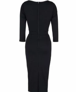 Shop All In-Stock Items By Size Final Sale - Theodora Wiggle Dress In Black Ponte De Roma | Deadly Dames