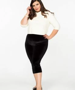Traci Lords For Couture For Every Body OYS - XS - 4X - FINAL SALE - Allison Capri Leggings In Black Stretch Velvet | Traci Lords
