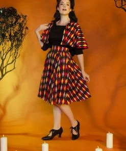 Shop All In-Stock Items By Size OYS Magically Made For Couture For Every Body Celestina Reversible Capelet In Black And Red House Harlequin