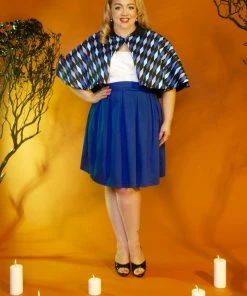 OYS Final Sale - Magically Made For Couture For Every Body Joanne Jumper Skirt With Removable Straps In Blue Cotton Sateen Shop All In-Stock Items By Size