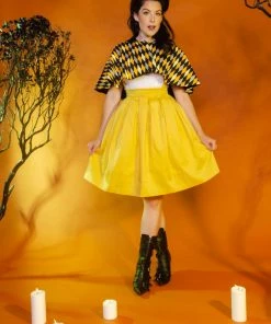 Shop All In-Stock Items By Size OYS Final Sale - Magically Made For Couture For Every Body Joanne Jumper Skirt With Removable Straps In Yellow Cotton Sateen