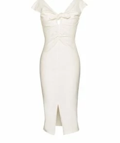 Final Sale - Dixiefried Niagara Wiggle Dress In Solid White Stretch Bengaline