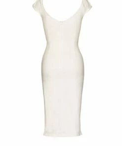 Final Sale - Dixiefried Niagara Wiggle Dress In Solid White Stretch Bengaline