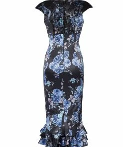 Shop All In-Stock Items By Size Final Sale - Isabelle Wiggle Dress In Blue Roses | Laura Byrnes Design