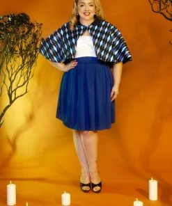 OYS Final Sale - Magically Made For Couture For Every Body Celestina Reversible Capelet In Black And Blue House Harlequin Shop All In-Stock Items By Size