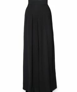 Dietrich Vintage Wide Leg Trousers In Black Crepe 32