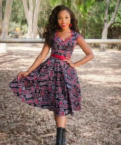 Shop All In-Stock Items By Size Final Sale - Pinup Couture Heidi Dress In Black Bandana Print