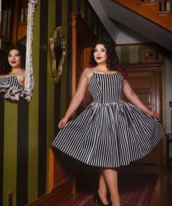 Final Sale - Jenny Dress In Victorian Stripe Cotton Sateen | Pinup Couture Shop All In-Stock Items By Size