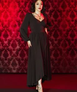 Laura Byrnes Design Final Sale - Robe Faux Wrap Dress In Black Jersey | Laura Byrnes