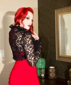 Shop All In-Stock Items By Size Final Sale - Goth Glamour | Gothic Lace Bolero In Black | Pinup Couture