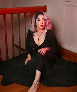 Laura Byrnes Design Final Sale - Robe Faux Wrap Dress In Black Jersey | Laura Byrnes 11 Laura Byrnes Design Final Sale - Robe Faux Wrap Dress In Black Jersey | Laura Byrnes