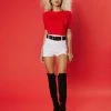 Couture For Every Body Shop All In-Stock Items By Size Final Sale - Joanna Short Sleeve Crop Top In Red