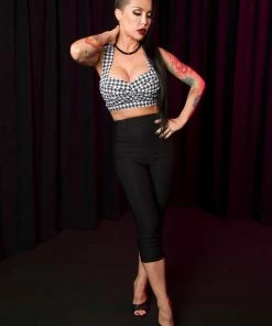 Traci Lords For Couture For Every Body Shop All In-Stock Items By Size Final Sale - Allison Crop Top In Houndstooth Bengaline By Traci Lords