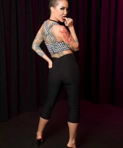 Traci Lords For Couture For Every Body Final Sale - Allison Crop Top In Houndstooth Bengaline By Traci Lords