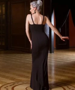 Supreme Maxi Dress With Removable Shrug In Black Stretch Crepe | Traci Lords Shop All In-Stock Items By Size