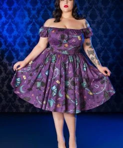 Final Sale - Pinup Couture Peasant Dress In Fortune Teller Print Shop All In-Stock Items By Size