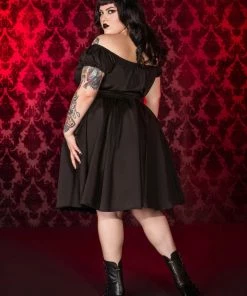 OYS Final Sale - Pinup Couture Peasant Dress In Black