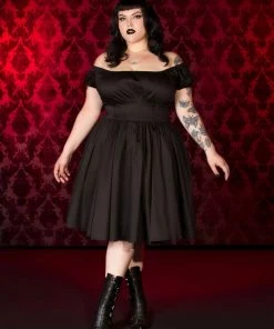 OYS Final Sale - Pinup Couture Peasant Dress In Black