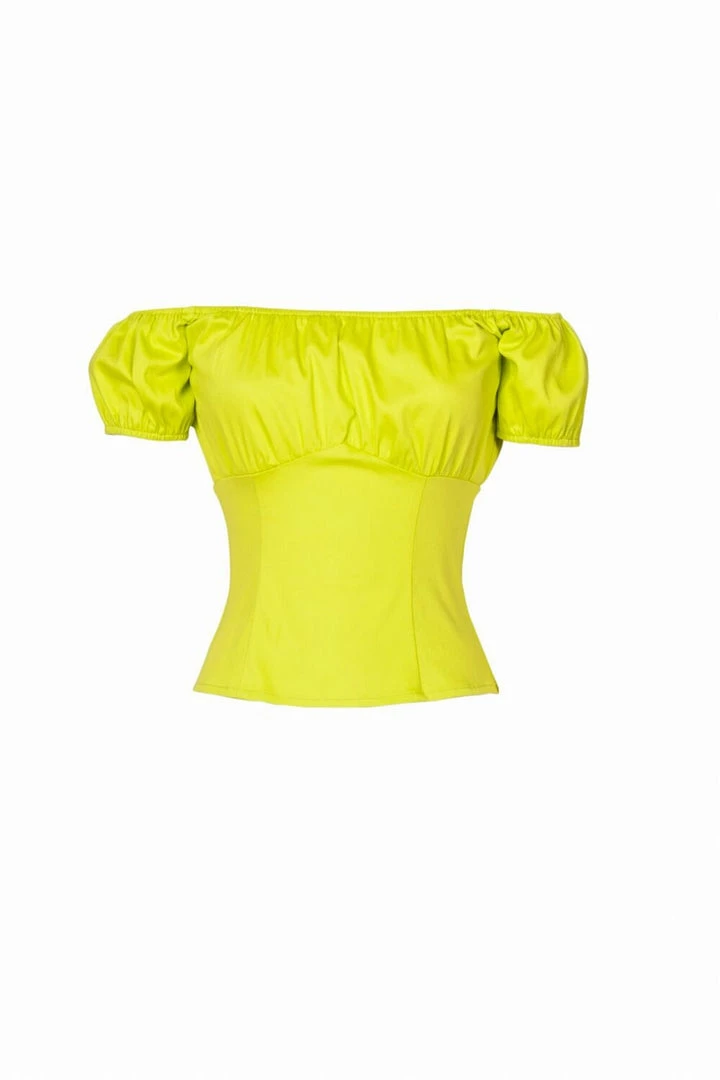 Shop All In-Stock Items By Size Vintage Short Sleeve Peasant Top In Chartreuse Cotton Sateen | Pinup Couture 16 Shop All In-Stock Items By Size Vintage Short Sleeve Peasant Top In Chartreuse Cotton Sateen | Pinup Couture