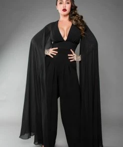 Rubber Ducky Shop All In-Stock Items By Size COMING SOON - Gothic Glamour Crop Top In Black With Floor Length Sheer Cape Sleeves