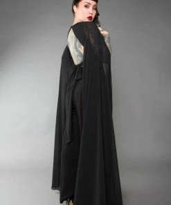 Rubber Ducky Shop All In-Stock Items By Size COMING SOON - Gothic Glamour Crop Top In Black With Floor Length Sheer Cape Sleeves