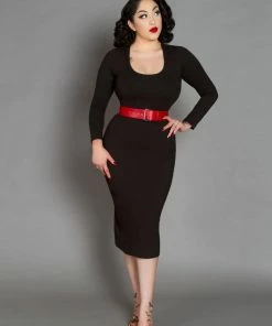 Couture For Every Body What's New, Pussycat? Hannah Wiggle Dress In Black Crepe | Laura Byrnes Design
