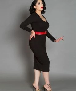 Couture For Every Body What's New, Pussycat? Hannah Wiggle Dress In Black Crepe | Laura Byrnes Design