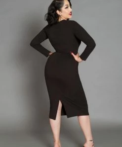 Couture For Every Body What's New, Pussycat? Hannah Wiggle Dress In Black Crepe | Laura Byrnes Design