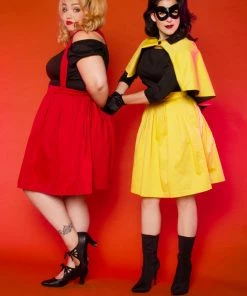 Shop All In-Stock Items By Size OYS Final Sale - Magically Made For Couture For Every Body Joanne Jumper Skirt With Removable Straps In Yellow Cotton Sateen